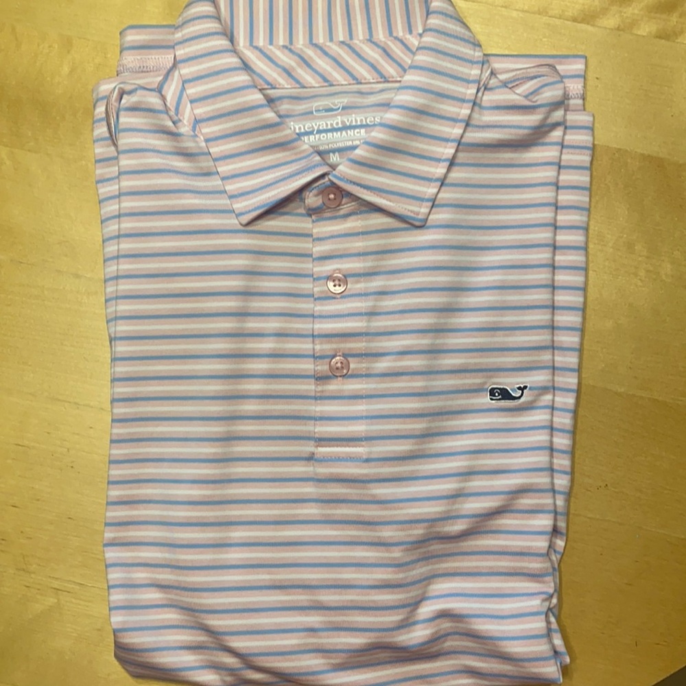 Men’s Vineyard Vines Polo pink and light blue striped